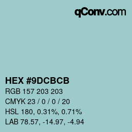 Color code: HEX #9DCBCB | qconv.com