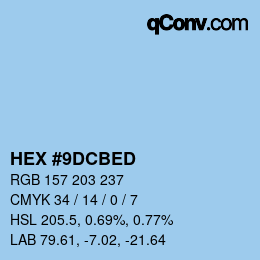 Color code: HEX #9DCBED | qconv.com
