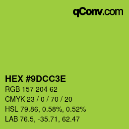Color code: HEX #9DCC3E | qconv.com