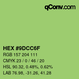 Color code: HEX #9DCC6F | qconv.com