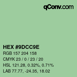 Color code: HEX #9DCC9E | qconv.com