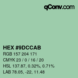 Color code: HEX #9DCCAB | qconv.com