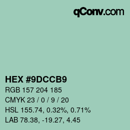Color code: HEX #9DCCB9 | qconv.com