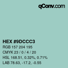Color code: HEX #9DCCC3 | qconv.com