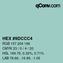 Color code: HEX #9DCCC4 | qconv.com