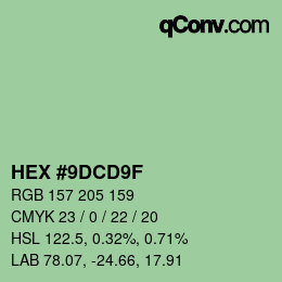 Color code: HEX #9DCD9F | qconv.com