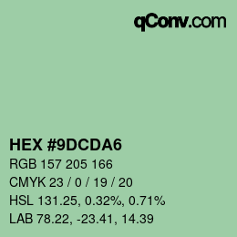 颜色代码: HEX #9DCDA6 | qconv.com