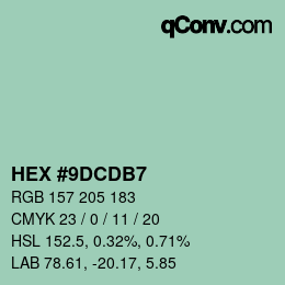 颜色代码: HEX #9DCDB7 | qconv.com