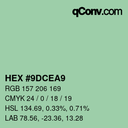 Farbcode: HEX #9DCEA9 | qconv.com