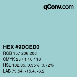 颜色代码: HEX #9DCED0 | qconv.com