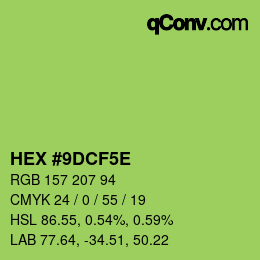 Color code: HEX #9DCF5E | qconv.com
