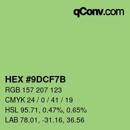 カラーコード: HEX #9DCF7B | qconv.com