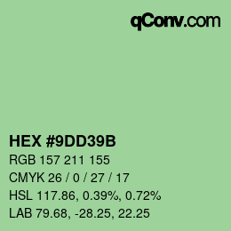 カラーコード: HEX #9DD39B | qconv.com