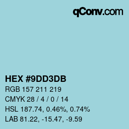 カラーコード: HEX #9DD3DB | qconv.com