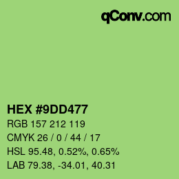 颜色代码: HEX #9DD477 | qconv.com