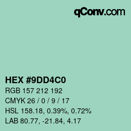 Color code: HEX #9DD4C0 | qconv.com