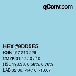 カラーコード: HEX #9DD5E5 | qconv.com