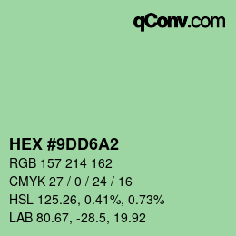Farbcode: HEX #9DD6A2 | qconv.com