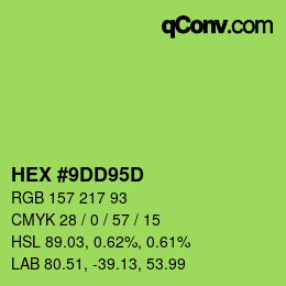 カラーコード: HEX #9DD95D | qconv.com