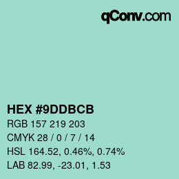 Color code: HEX #9DDBCB | qconv.com
