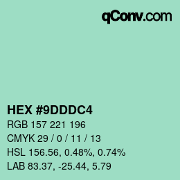 颜色代码: HEX #9DDDC4 | qconv.com