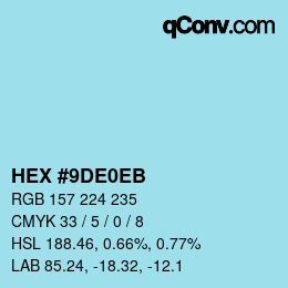 Color code: HEX #9DE0EB | qconv.com