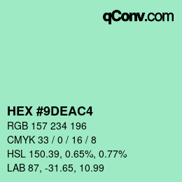Code couleur: HEX #9DEAC4 | qconv.com