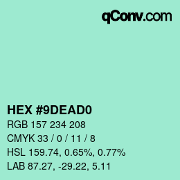 Farbcode: HEX #9DEAD0 | qconv.com