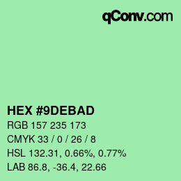 Color code: HEX #9DEBAD | qconv.com