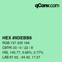 Código de color: HEX #9DEBB8 | qconv.com