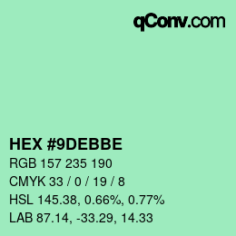 カラーコード: HEX #9DEBBE | qconv.com