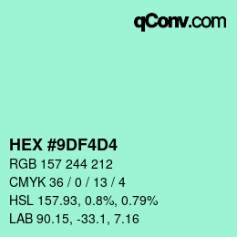 カラーコード: HEX #9DF4D4 | qconv.com
