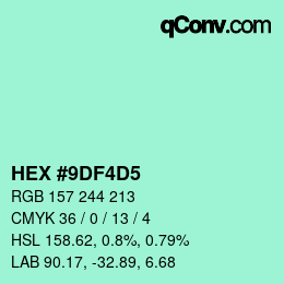 カラーコード: HEX #9DF4D5 | qconv.com