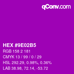 カラーコード: HEX #9E02B5 | qconv.com