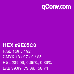 カラーコード: HEX #9E05C0 | qconv.com