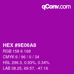 颜色代码: HEX #9E06A8 | qconv.com