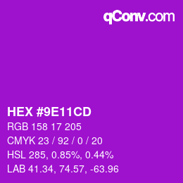 カラーコード: HEX #9E11CD | qconv.com