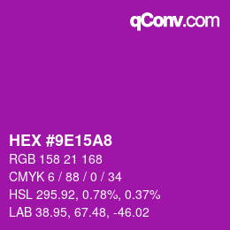 颜色代码: HEX #9E15A8 | qconv.com