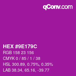 カラーコード: HEX #9E179C | qconv.com