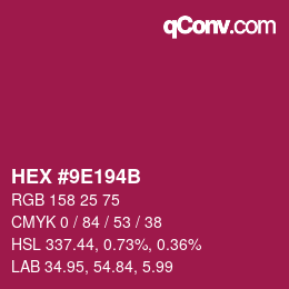 Color code: HEX #9E194B | qconv.com