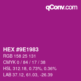 カラーコード: HEX #9E1983 | qconv.com