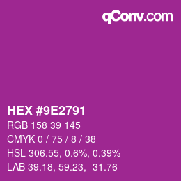 カラーコード: HEX #9E2791 | qconv.com
