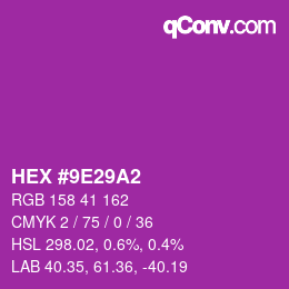 カラーコード: HEX #9E29A2 | qconv.com