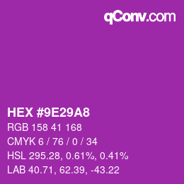 颜色代码: HEX #9E29A8 | qconv.com
