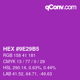 Color code: HEX #9E29B5 | qconv.com