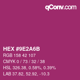颜色代码: HEX #9E2A6B | qconv.com