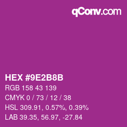 颜色代码: HEX #9E2B8B | qconv.com
