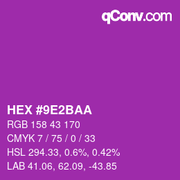 カラーコード: HEX #9E2BAA | qconv.com
