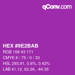 颜色代码: HEX #9E2BAB | qconv.com