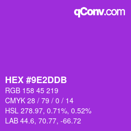 Color code: HEX #9E2DDB | qconv.com